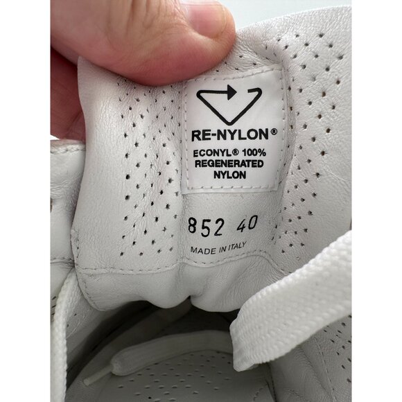 Prada Re-Nylon Piuma Metal Triangle Logo Quilted 45mm Sneakers 40 Alabastro - Picture 8 of 11